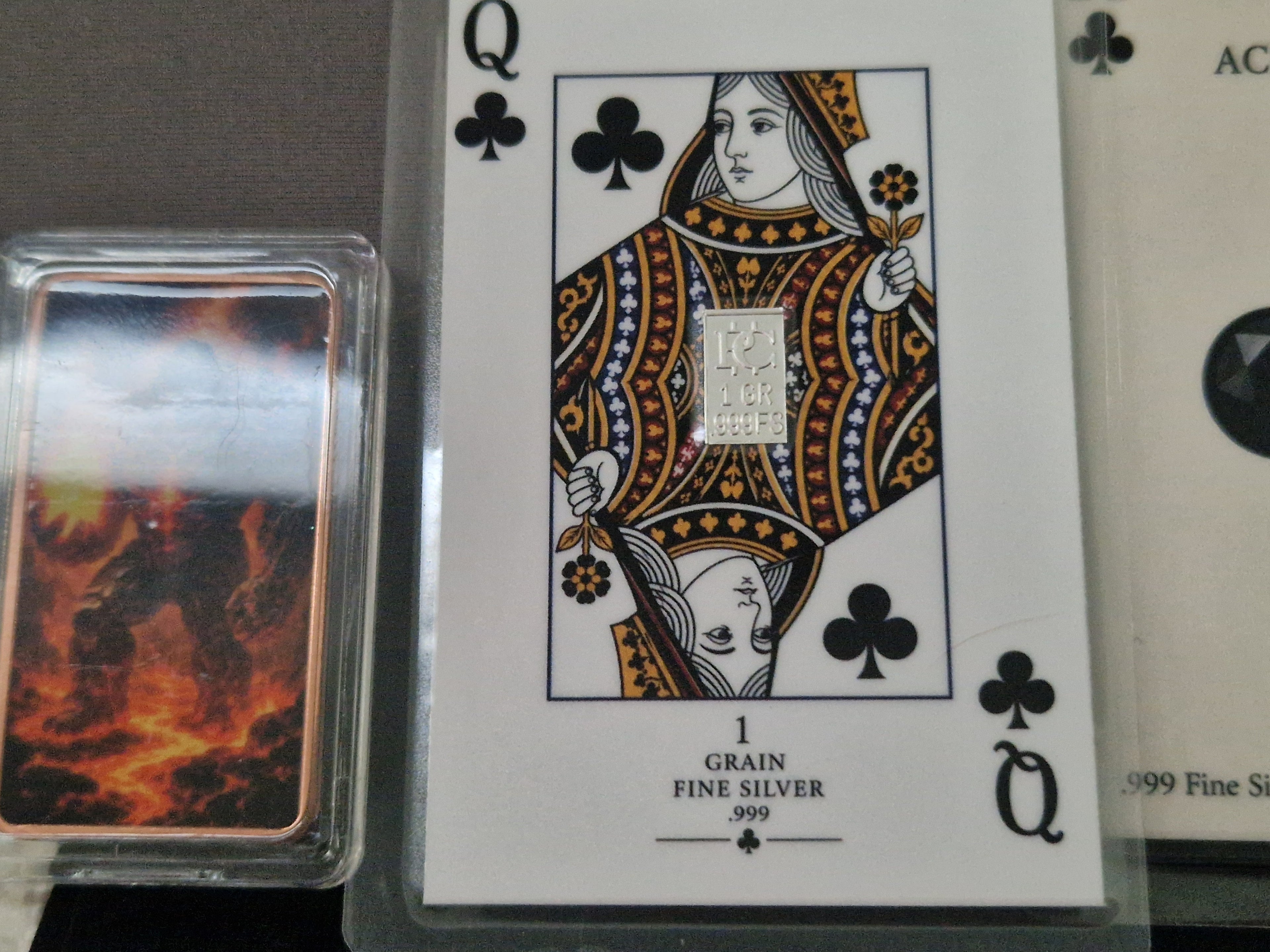 AMixed selection of highly collectable playing cards with grains of silver. And 1oz pure Copper.