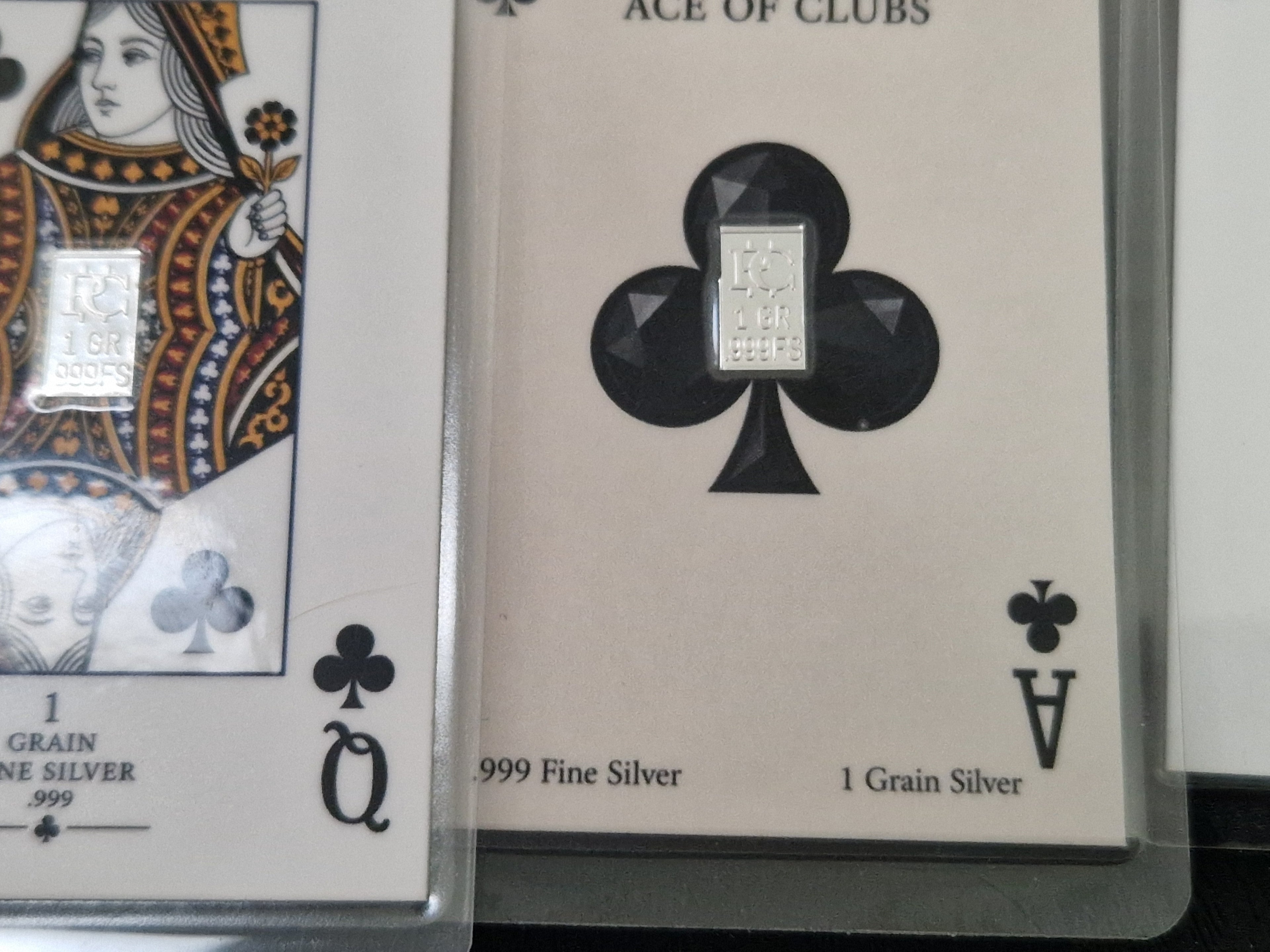 AMixed selection of highly collectable playing cards with grains of silver. And 1oz pure Copper.