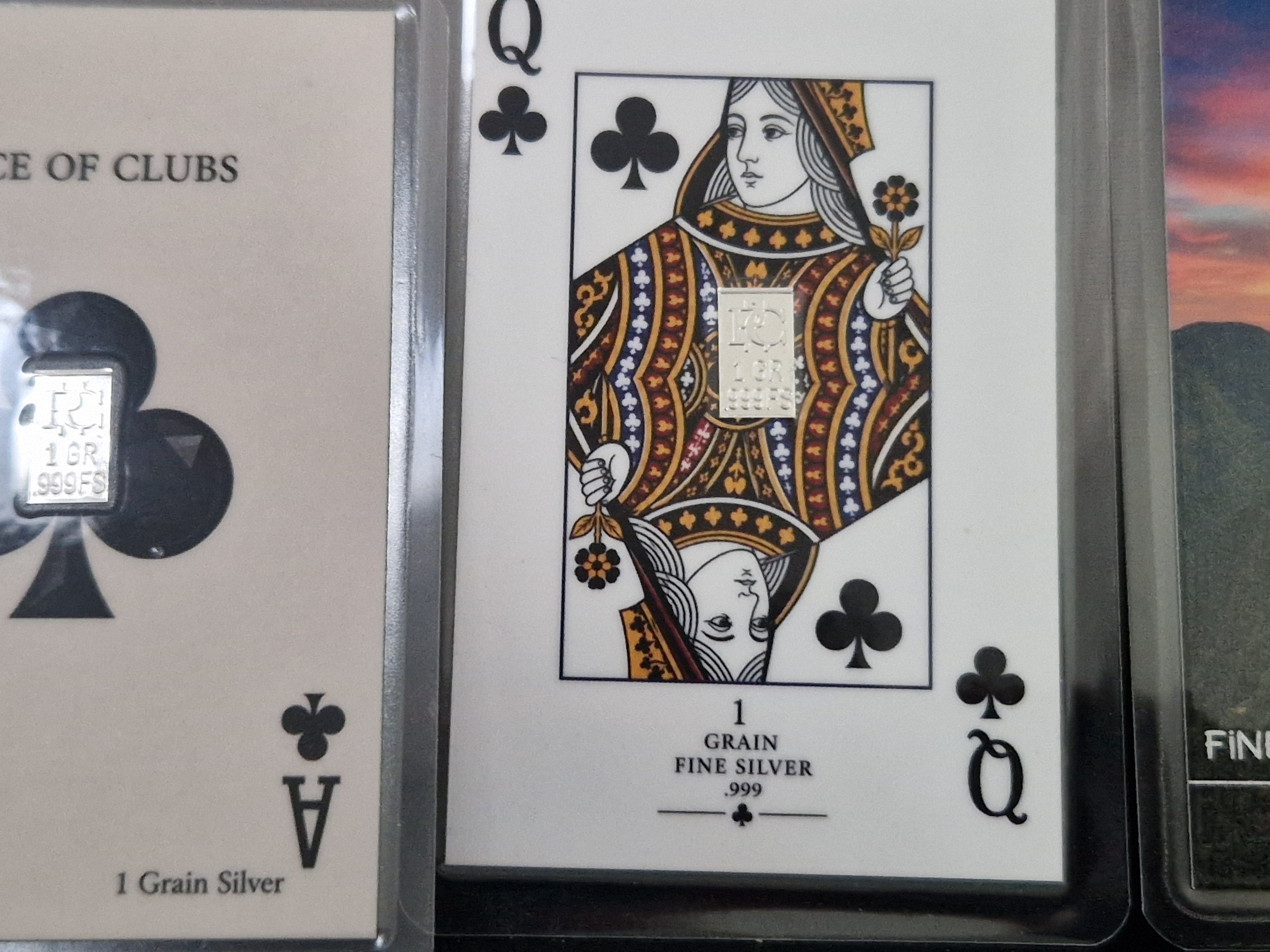 AMixed selection of highly collectable playing cards with grains of silver. And 1oz pure Copper.
