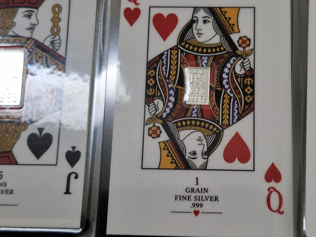 A Selection of playing Cards. With a twist. Their be silver grains, and 24ct 1/4 Grain Gold.
