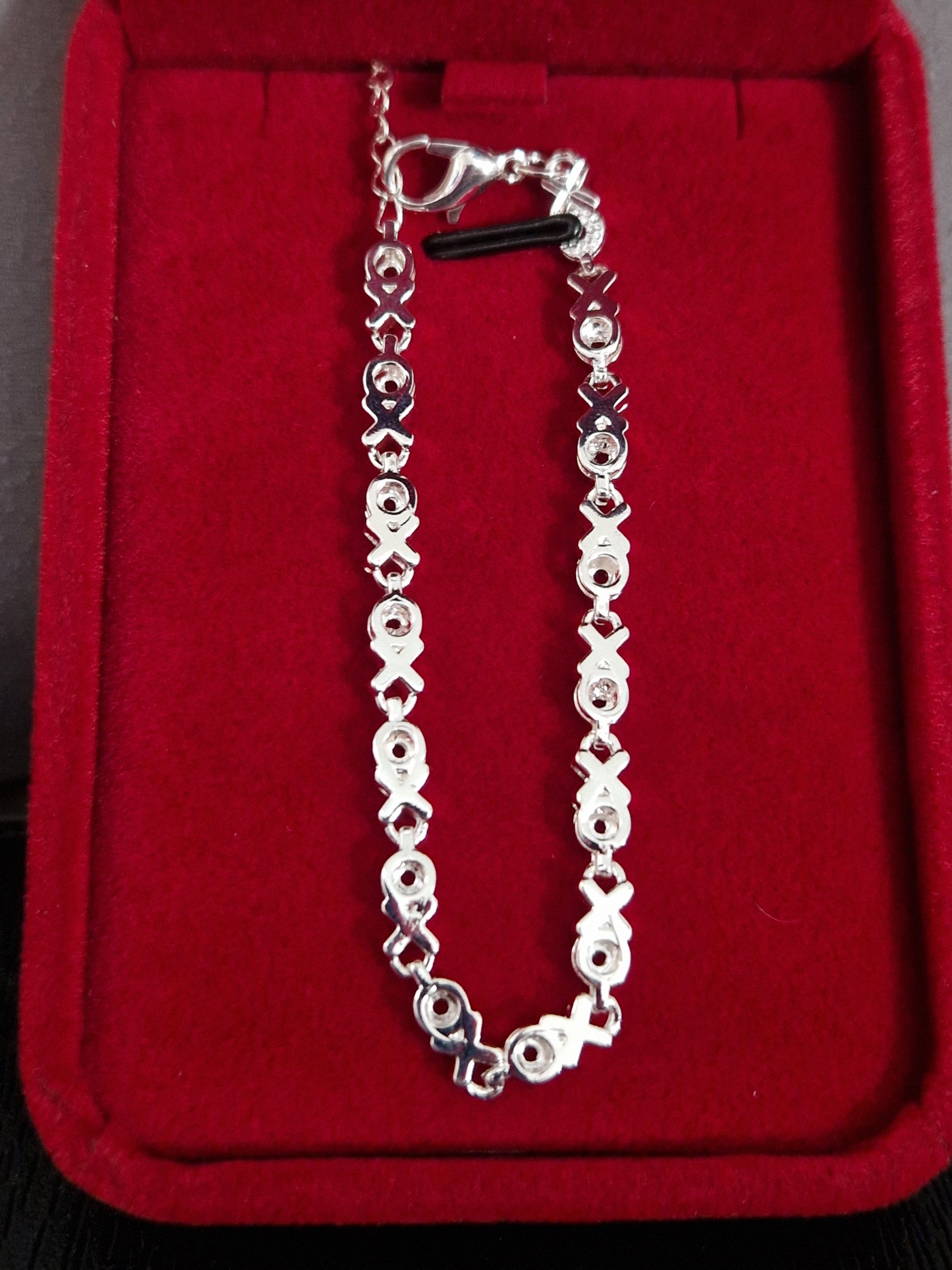 A Noughts and Crosses Hallmarked 925 Solid Silver  Bracelet.