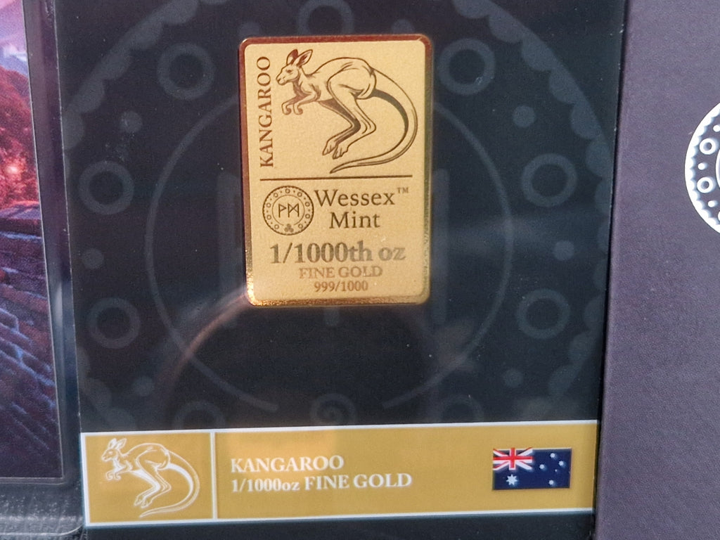 A 1/1000th of 24ct Gold.  1 grain of fine silver. & 1oz of Pure Copper.