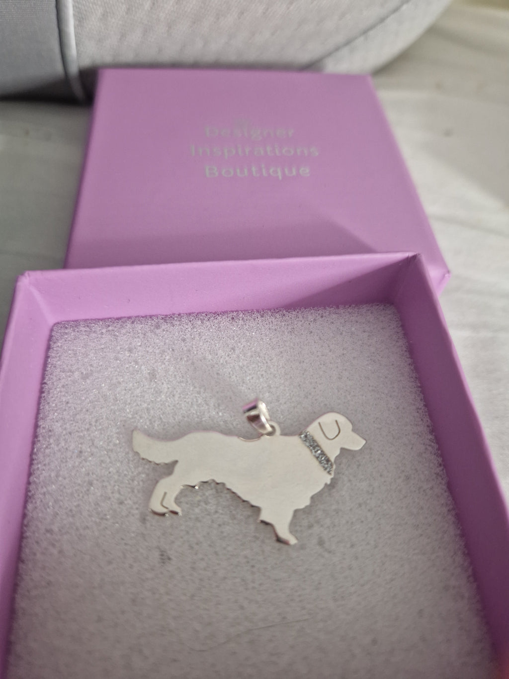 Solid 925 Silver English Handmade Golden Retriever Pendant.