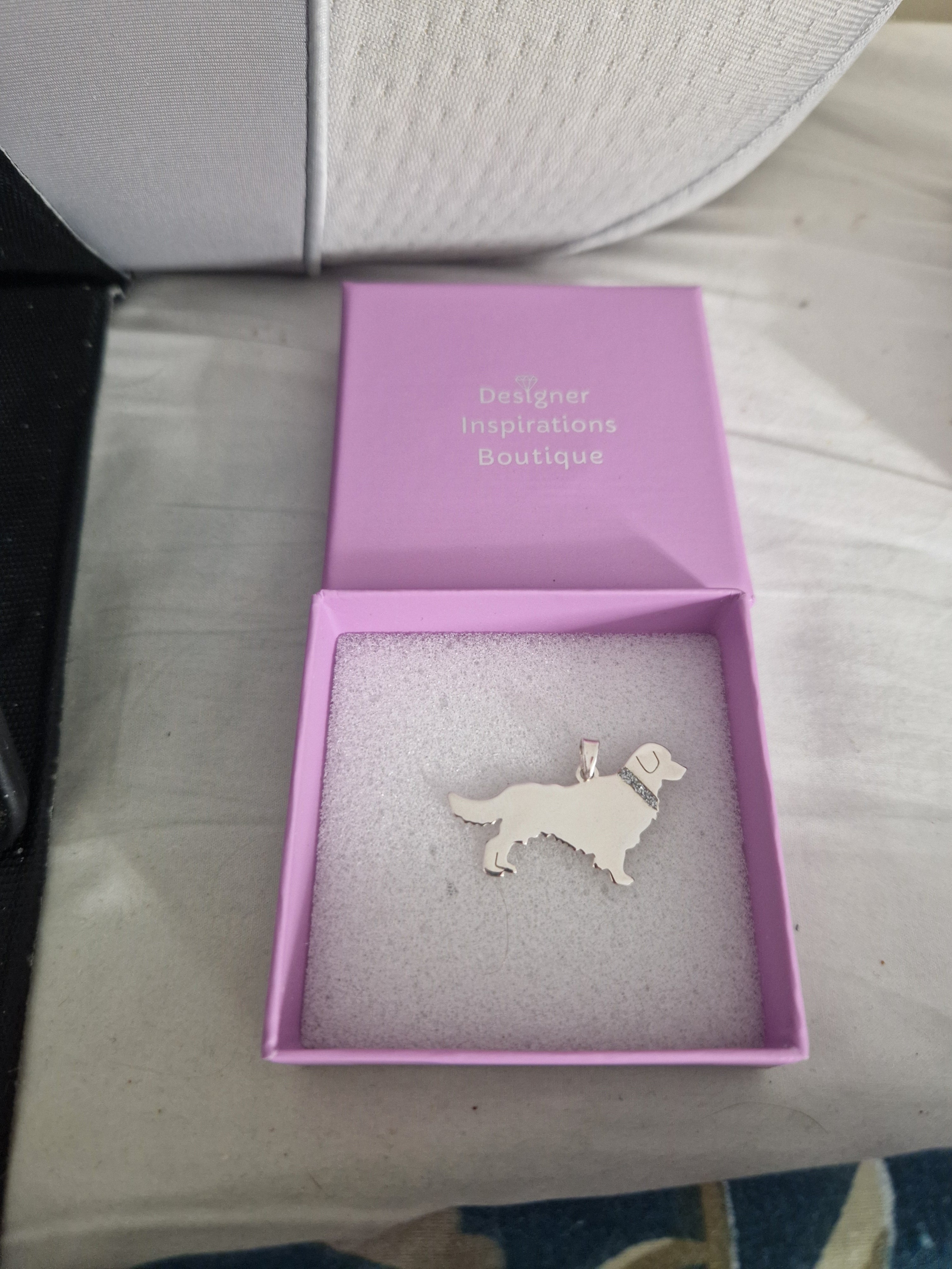 Solid 925 Silver English Handmade Golden Retriever Pendant.
