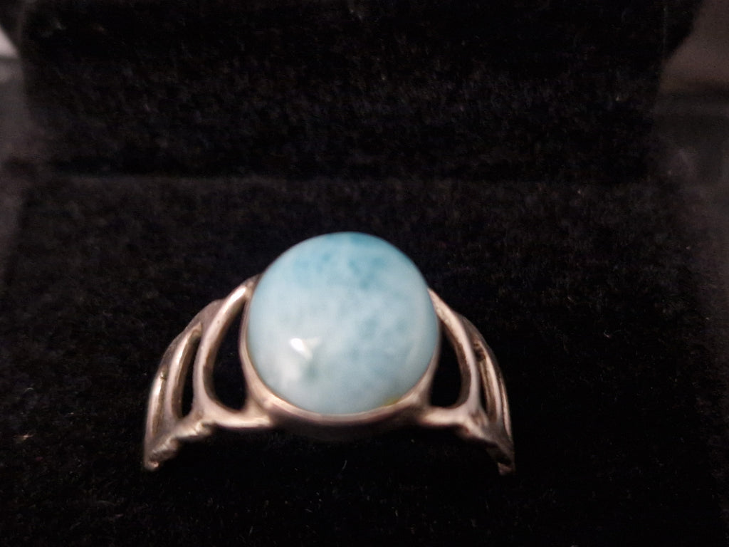 A Larimar 925 Sterling Silver Hallmarked. Ring Size is S/T
