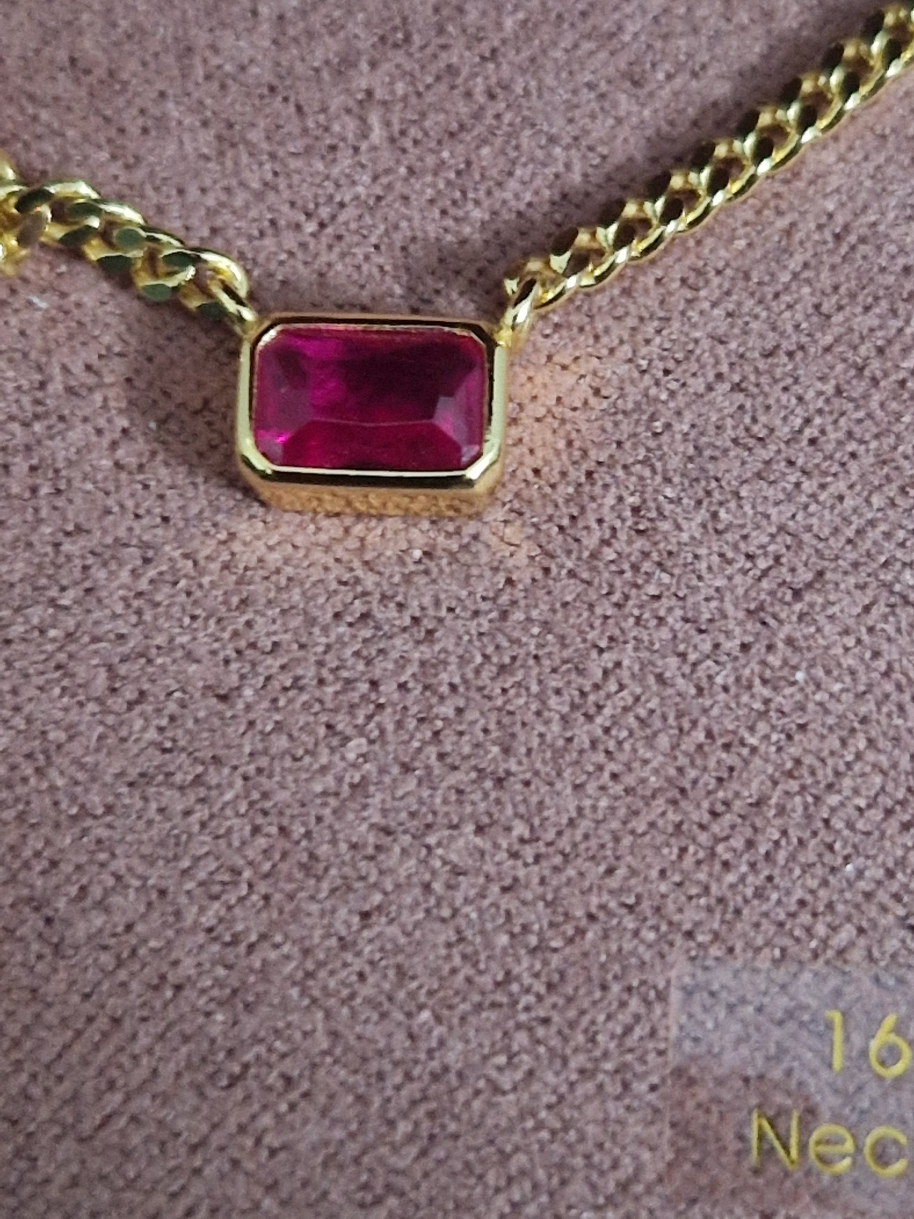 Olivia And Jackson. Gold Plated Sterling Silver. Pink Stone Necklace.