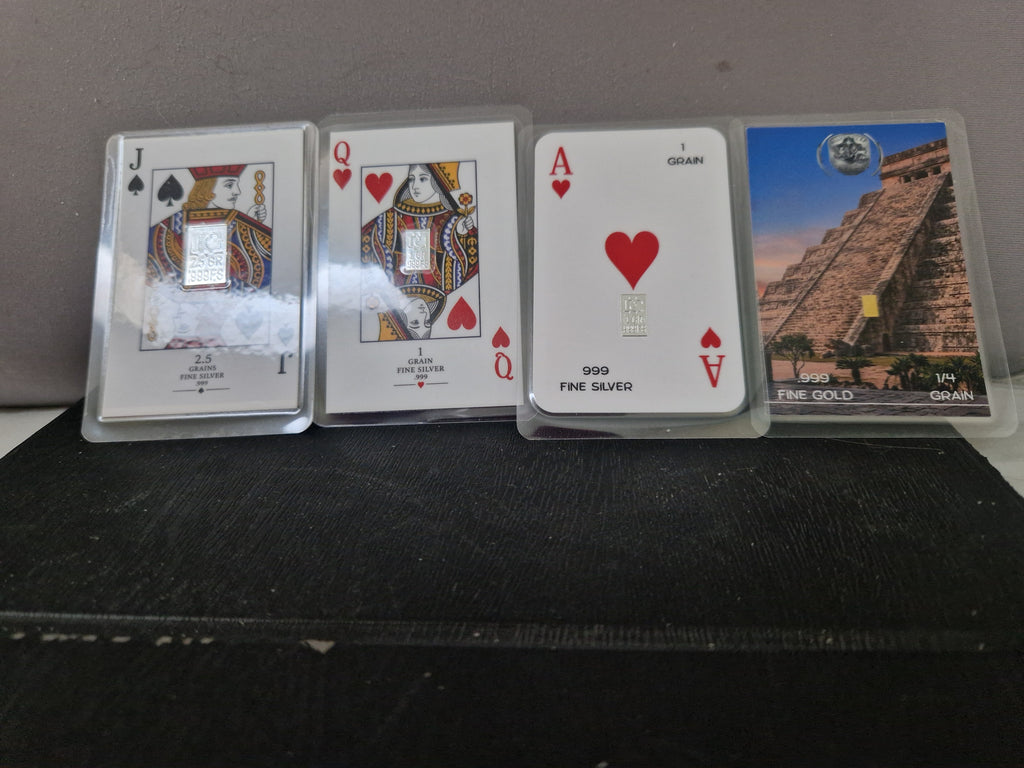 A Selection of playing Cards. With a twist. Their be silver grains, and 24ct 1/4 Grain Gold.