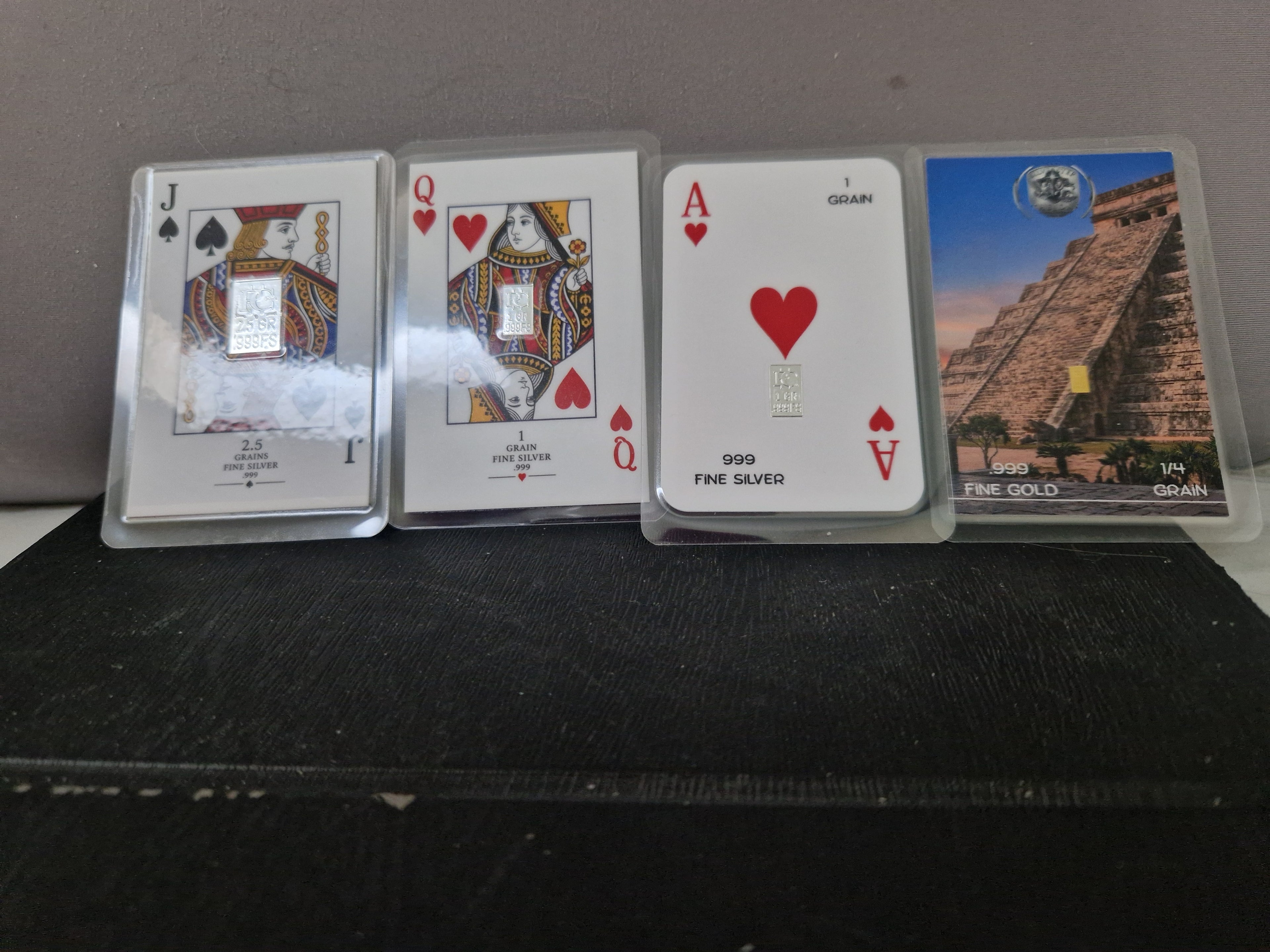 A Selection of playing Cards. With a twist. Their be silver grains, and 24ct 1/4 Grain Gold.