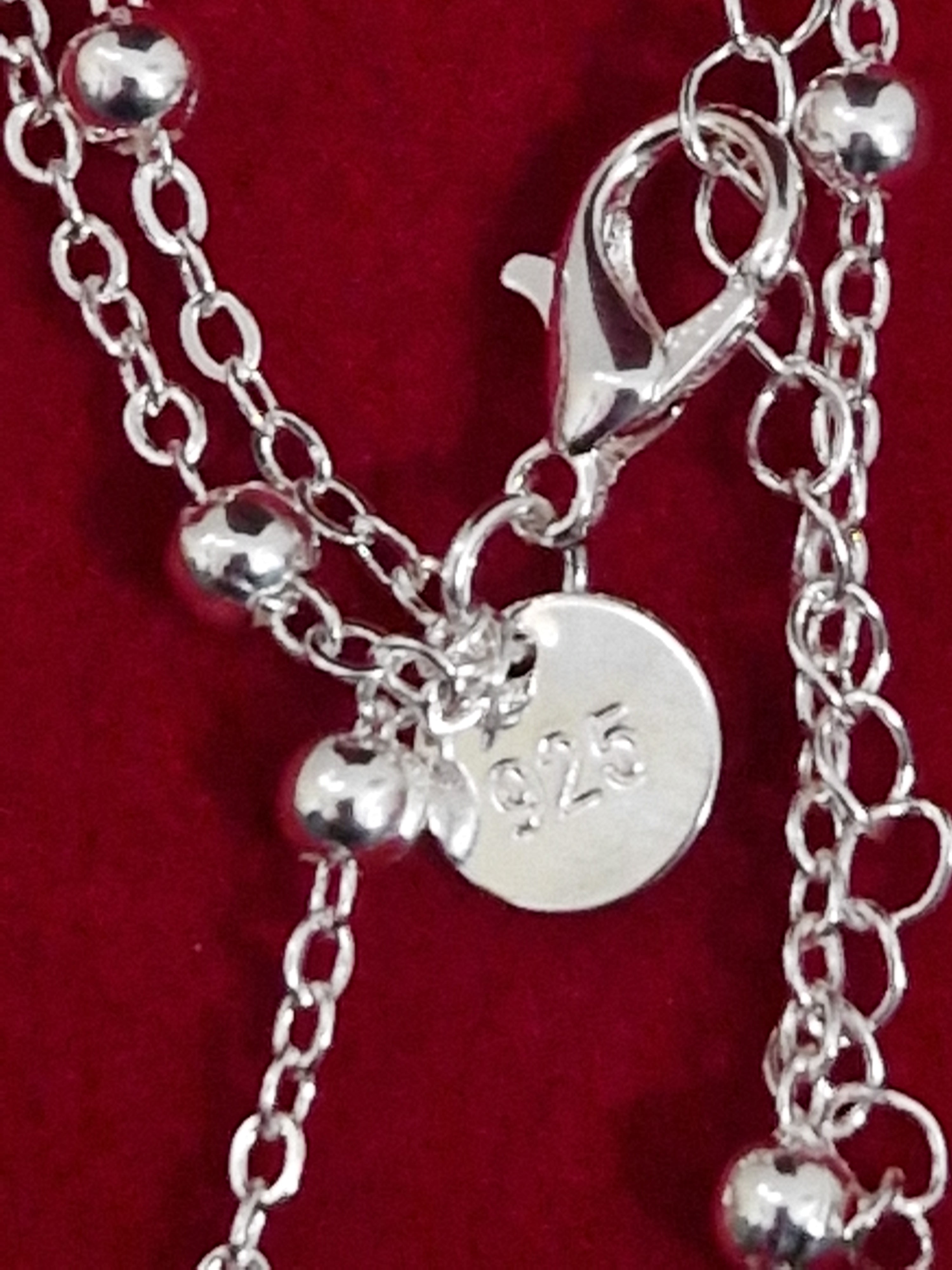 A Solid Hallmarked 925 Silver Double Chain Bracelet.