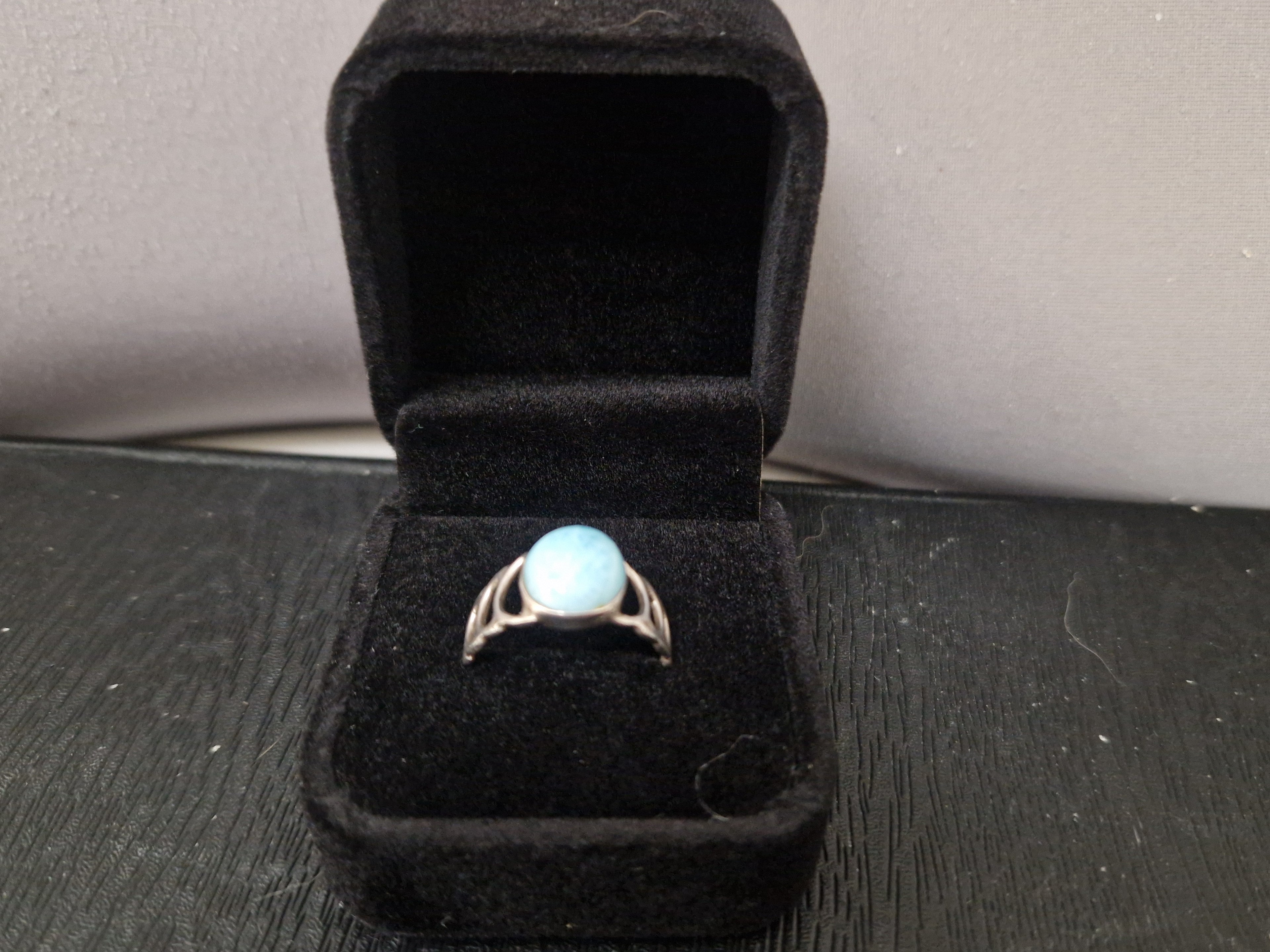 A Larimar 925 Sterling Silver Hallmarked. Ring Size is S/T