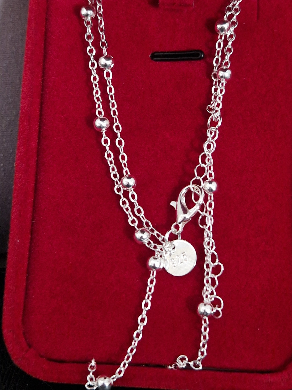 A Solid Hallmarked 925 Silver Double Chain Bracelet.