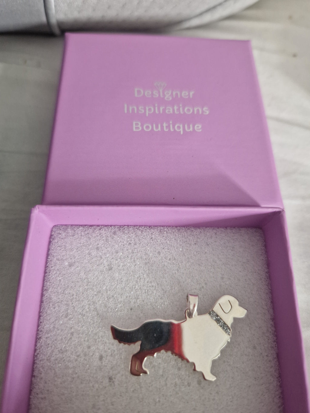 Solid 925 Silver English Handmade Golden Retriever Pendant.